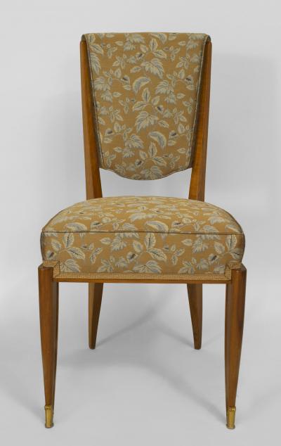 Jean Pascaud Set of 4 French Art Deco Light Mahogany Side Chairs