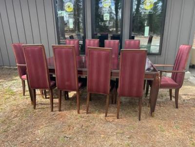 Jean Pascaud Stunning Set 10 Jean Pascaud French Mahogany Upholstered Chairs Bronze Sabots