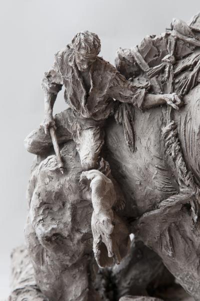 Jean Paul Gourdon INDIAN ELEPHANT WITH A MAHOUT IN GREY TERRACOTTA by Jean Paul Gourdon born 1956