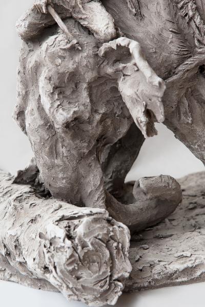 Jean Paul Gourdon INDIAN ELEPHANT WITH A MAHOUT IN GREY TERRACOTTA by Jean Paul Gourdon born 1956