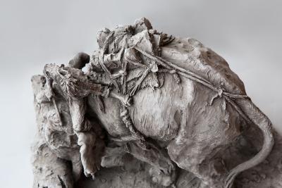 Jean Paul Gourdon INDIAN ELEPHANT WITH A MAHOUT IN GREY TERRACOTTA by Jean Paul Gourdon born 1956