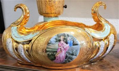 Jean Paul Lemieux Le Mieux 7 Piece 24kt Gold Porcelain Set