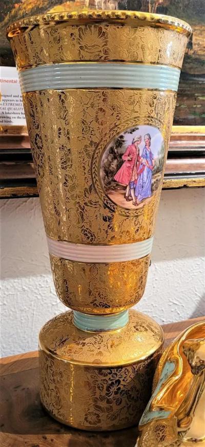 Jean Paul Lemieux Le Mieux 7 Piece 24kt Gold Porcelain Set