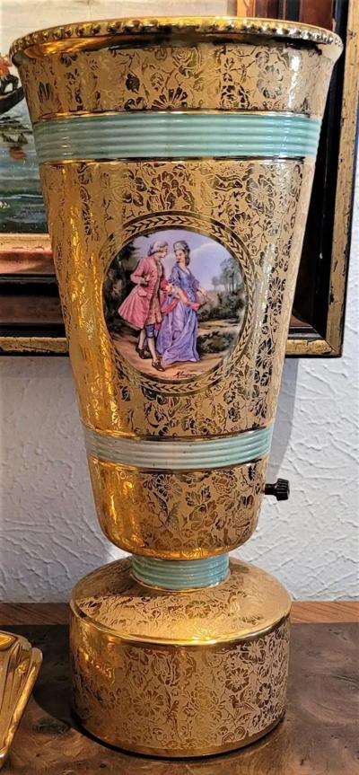 Jean Paul Lemieux Le Mieux 7 Piece 24kt Gold Porcelain Set