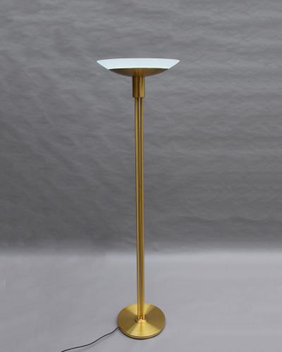 Jean Perzel 2 Fine French Mid Century Bronze and Glass Floor Lamps by Perzel