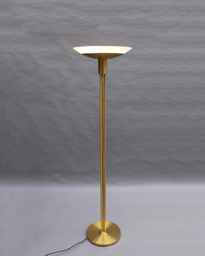 Jean Perzel 2 Fine French Mid Century Bronze and Glass Floor Lamps by Perzel