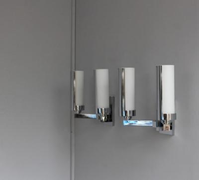 Jean Perzel 2 Pairs of Fine French 1960 s Chrome and Glass Sconces by Perzel