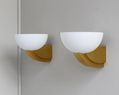 Jean Perzel 2 Pairs of Fine French Art Deco Bronze and Glass Sconces by Jean Perzel