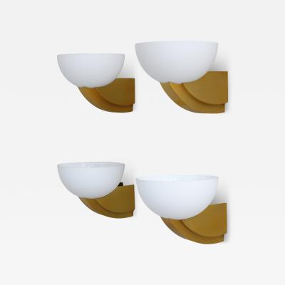 Jean Perzel 2 Pairs of Fine French Art Deco Bronze and Glass Sconces by Jean Perzel