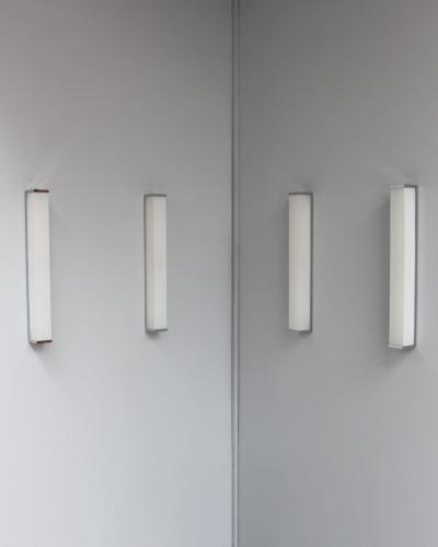 Jean Perzel 2 pairs of Fine French 1960s Glass and Nickel Chrome Sconces by Perzel