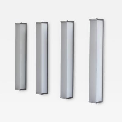 Jean Perzel 2 pairs of Fine French 1960s Glass and Nickel Chrome Sconces by Perzel
