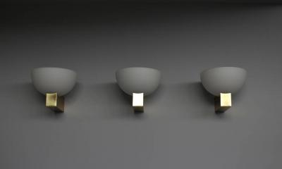 Jean Perzel 20 French Art Deco Bronze and White Glass Sconces by Jean Perzel