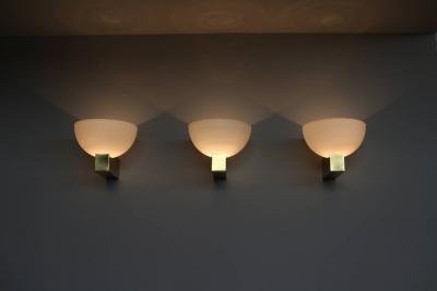 Jean Perzel 20 French Art Deco Bronze and White Glass Sconces by Jean Perzel