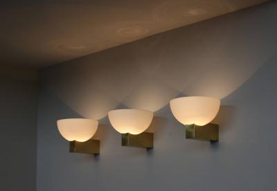 Jean Perzel 20 French Art Deco Bronze and White Glass Sconces by Jean Perzel