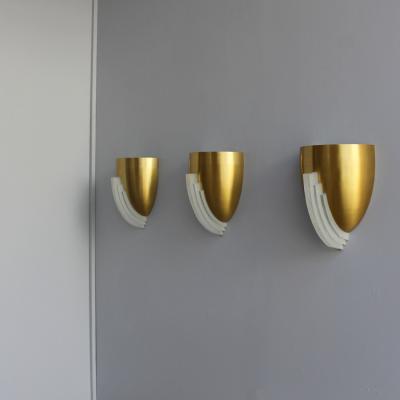 Jean Perzel 3 Fine French Art Deco Bronze and Crystal Clear Glass Sconces by Jean Perzel