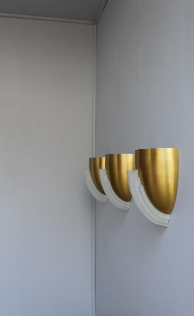 Jean Perzel 3 Fine French Art Deco Bronze and Crystal Clear Glass Sconces by Jean Perzel