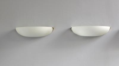 Jean Perzel 3 Fine French Art Deco Fluted Glass and Bronze Wall Lights by Perzel