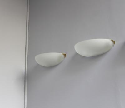 Jean Perzel 3 Fine French Art Deco Fluted Glass and Bronze Wall Lights by Perzel