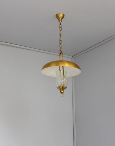 Jean Perzel 3 Fine French Bronze and Craquel Glass Hanging Lanterns by Jean Perzel