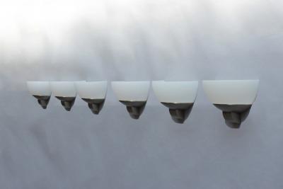 Jean Perzel 3 pairs of Fine French Art Deco Brushed Nickel and Glass Sconces by Jean Perzel