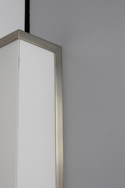 Jean Perzel 6 Fine French Art Deco Brushed Nickel and Glass Angle Sconces by Perzel