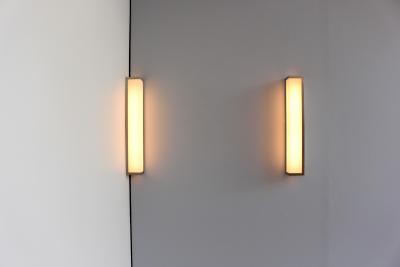 Jean Perzel 6 Fine French Art Deco Brushed Nickel and Glass Angle Sconces by Perzel