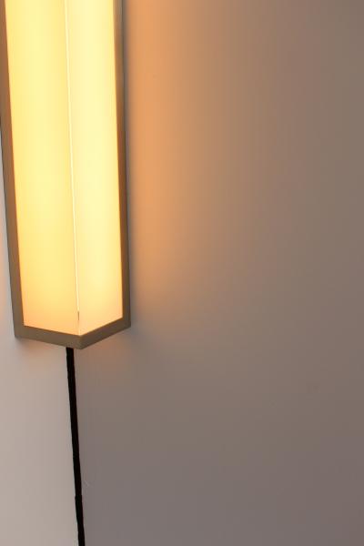 Jean Perzel 6 Fine French Art Deco Brushed Nickel and Glass Angle Sconces by Perzel