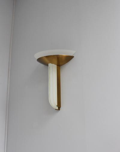 Jean Perzel A FINE LARGE FRENCH ART DECO BRONZE AND GLASS WALL LIGHT BY PERZEL