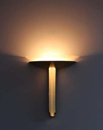 Jean Perzel A FINE LARGE FRENCH ART DECO BRONZE AND GLASS WALL LIGHT BY PERZEL