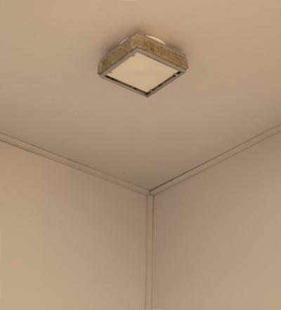 Jean Perzel A Fine French 1970 Square Glass and Chrome Flush Mount by Jean Perzel