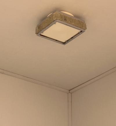 Jean Perzel A Fine French 1970 Square Glass and Chrome Flush Mount by Jean Perzel