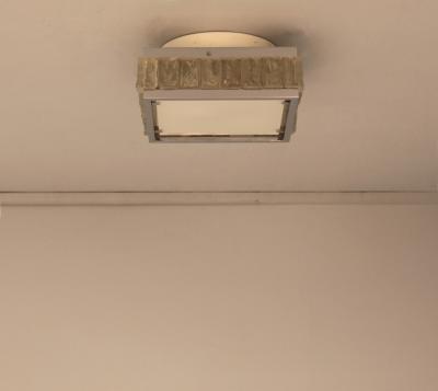 Jean Perzel A Fine French 1970 Square Glass and Chrome Flush Mount by Jean Perzel