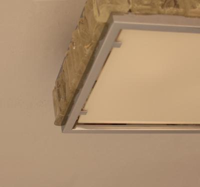 Jean Perzel A Fine French 1970 Square Glass and Chrome Flush Mount by Jean Perzel