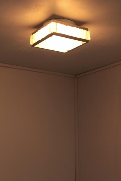 Jean Perzel A Fine French 1970 Square Glass and Chrome Flush Mount by Jean Perzel