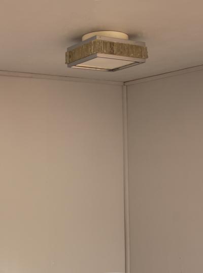 Jean Perzel A Fine French 1970 Square Glass and Chrome Flush Mount by Jean Perzel
