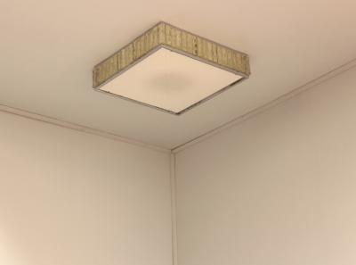 Jean Perzel A Fine French 1970 Square Glass and Chrome Flush Mount by Jean Perzel