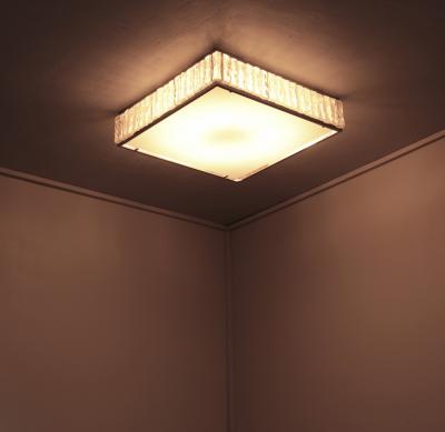 Jean Perzel A Fine French 1970 Square Glass and Chrome Flush Mount by Jean Perzel