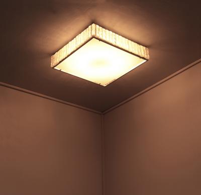 Jean Perzel A Fine French 1970 Square Glass and Chrome Flush Mount by Jean Perzel