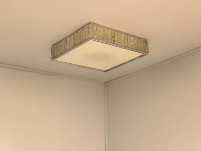Jean Perzel A Fine French 1970 Square Glass and Chrome Flush Mount by Jean Perzel