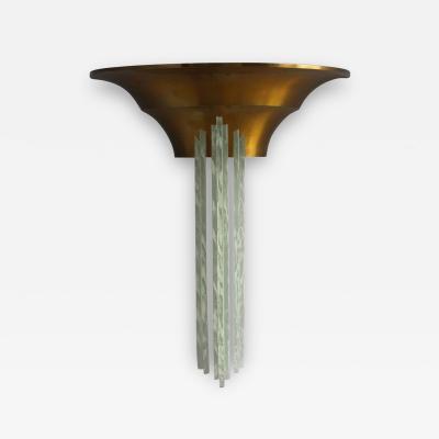 Jean Perzel A Large Fine French Art Deco Bronze Sconce with Cascading Glass Slabs by Perzel