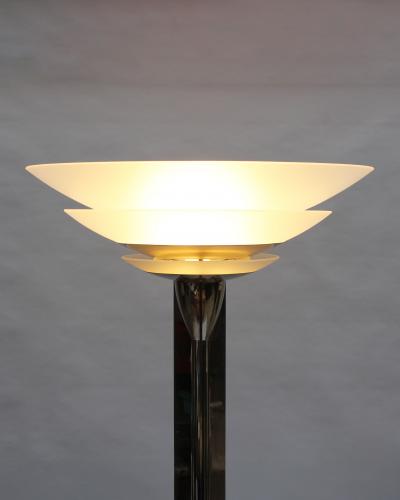 Jean Perzel A Pair of Fine French Art Deco Nickel and Glass Floor Lamps by Perzel