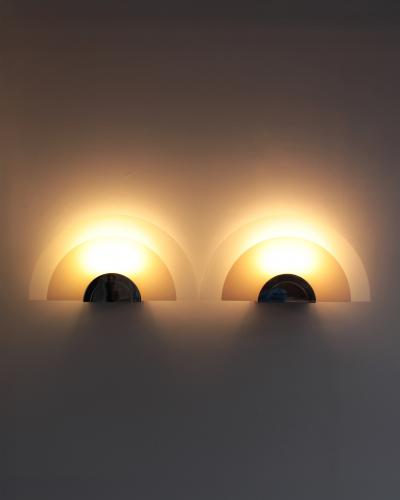 Jean Perzel A Pair of Fine French Art Deco White and Pink Glass Wall Lights by Jean Perzel