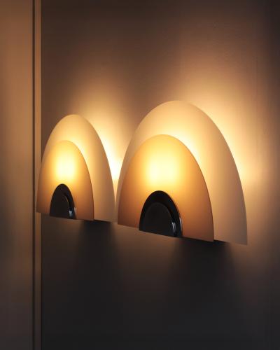 Jean Perzel A Pair of Fine French Art Deco White and Pink Glass Wall Lights by Jean Perzel