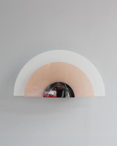 Jean Perzel A Pair of Fine French Art Deco White and Pink Glass Wall Lights by Jean Perzel