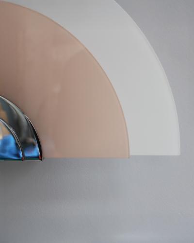 Jean Perzel A Pair of Fine French Art Deco White and Pink Glass Wall Lights by Jean Perzel