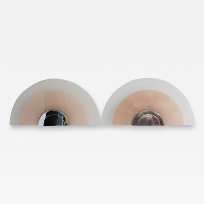 Jean Perzel A Pair of Fine French Art Deco White and Pink Glass Wall Lights by Jean Perzel