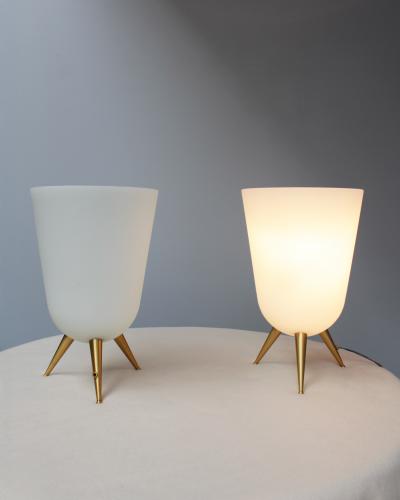 Jean Perzel A Pair of Fine French Mid Century Glass and Bronze Table Lamps by Jean Perzel
