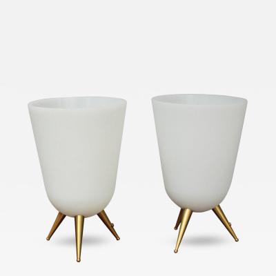 Jean Perzel A Pair of Fine French Mid Century Glass and Bronze Table Lamps by Jean Perzel