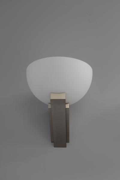 Jean Perzel A pair of Fine French Art Deco Brushed Nickel and Glass Sconces by Jean Perzel