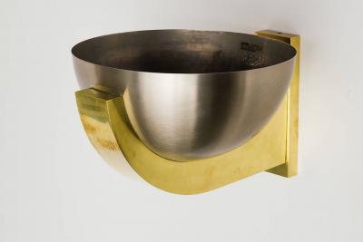 Jean Perzel BRUSHED STEEL AND BRASS SCONCES BY PERZEL